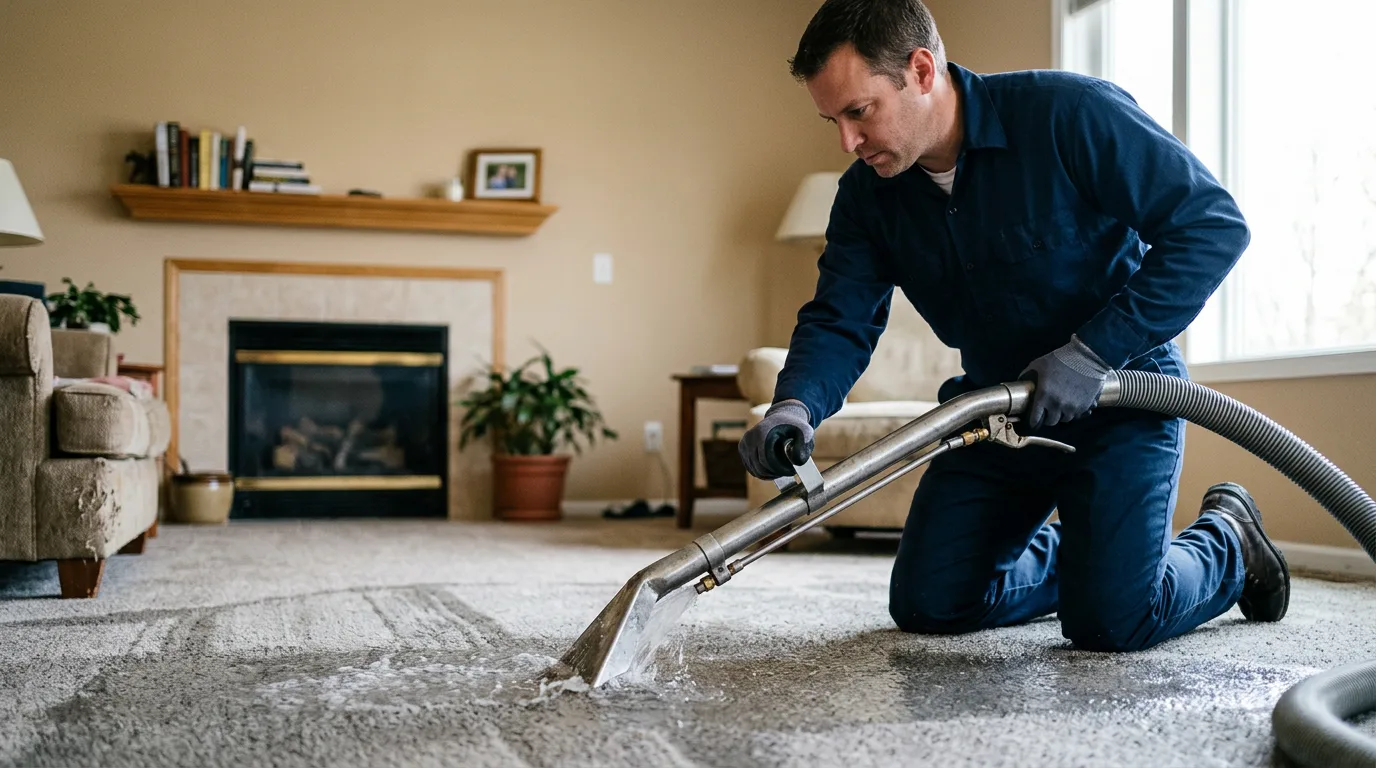 Water damage restoration technician working near Cream Ridge, NJ